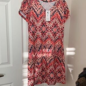 NWT. Colorful Geometric Pattern Swing Dress